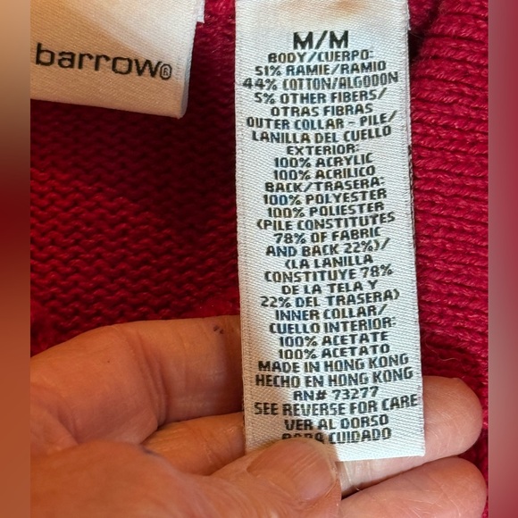 Fair Isle Red Black White Zip-Up Festive Cardigan Sweater with Sequins Medium - Picture 6 of 11